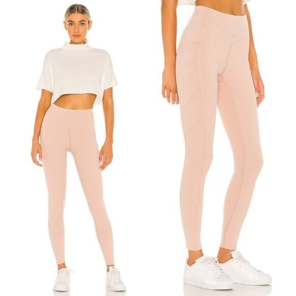 NEW Free People X FP Movement On Cloud Nine Legging Pink Pearl Size Large - Picture 1 of 11